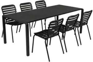 Zuiver Černý zahradní set stolu a šesti židlí VONDEL