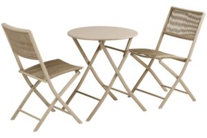 Nordic Living Béžový skládací zahradní set stolu a dvou židlí Acro
