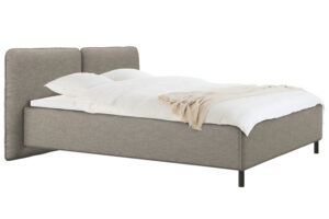 noo.ma Hnědá čalouněná dvoulůžková postel Melu 160 x 200 cm s úložným prostorem