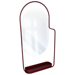 Fermob Třešňově červené kovové závěsné zrcadlo Itac 80 x 38 cm