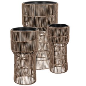 Bizzotto Set tří zahradních květináčů z umělého ratanu Ayun Ø22/28/36 cm