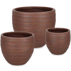 Bizzotto Set tří keramických zahradních květináčů Strips Ø27/36/46 cm