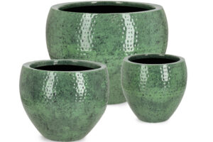Bizzotto Zelený set tří kovových zahradních květináčů Nirad Ø39/53/70 cm