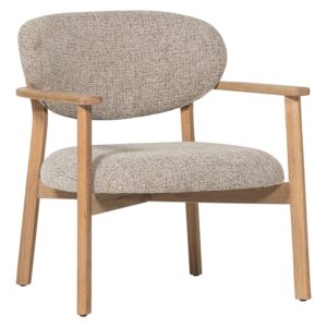 WOOOD Béžové křeslo Udar s dubovou podnoží
