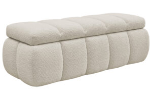 Bobochic Paris Béžová bouclé lavice Denali 144 cm s úložným prostorem