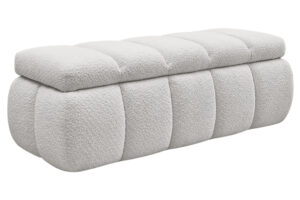Bobochic Paris Světle šedá bouclé lavice Denali 144 cm s úložným prostorem