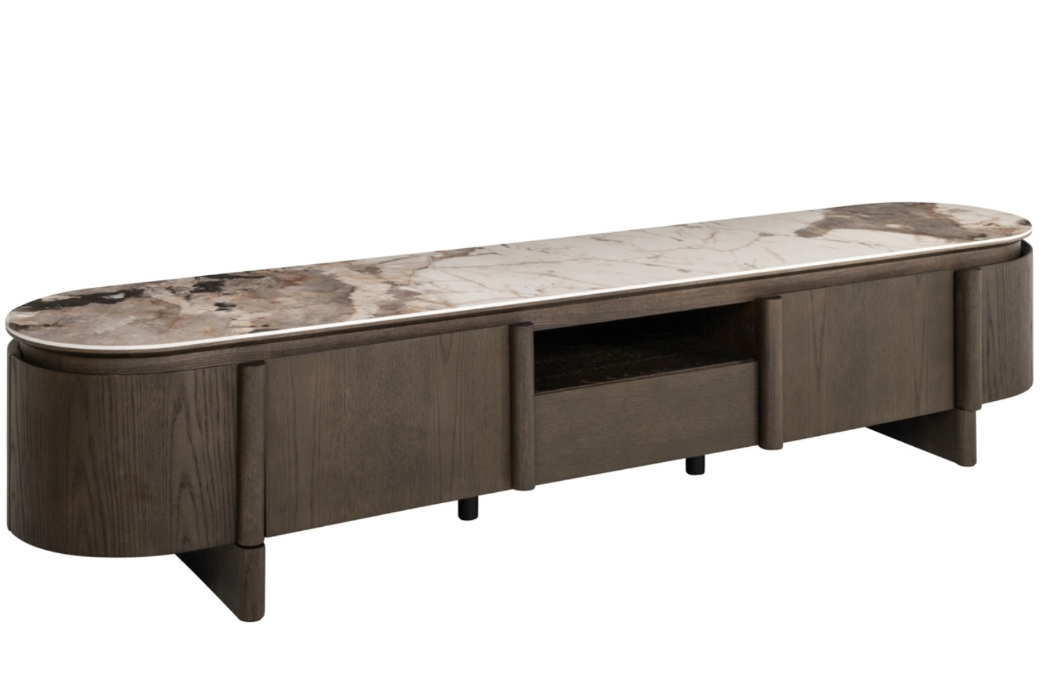 Richmond Dřevěný TV stolek Langford 220 x 45 cm s keramickou deskou