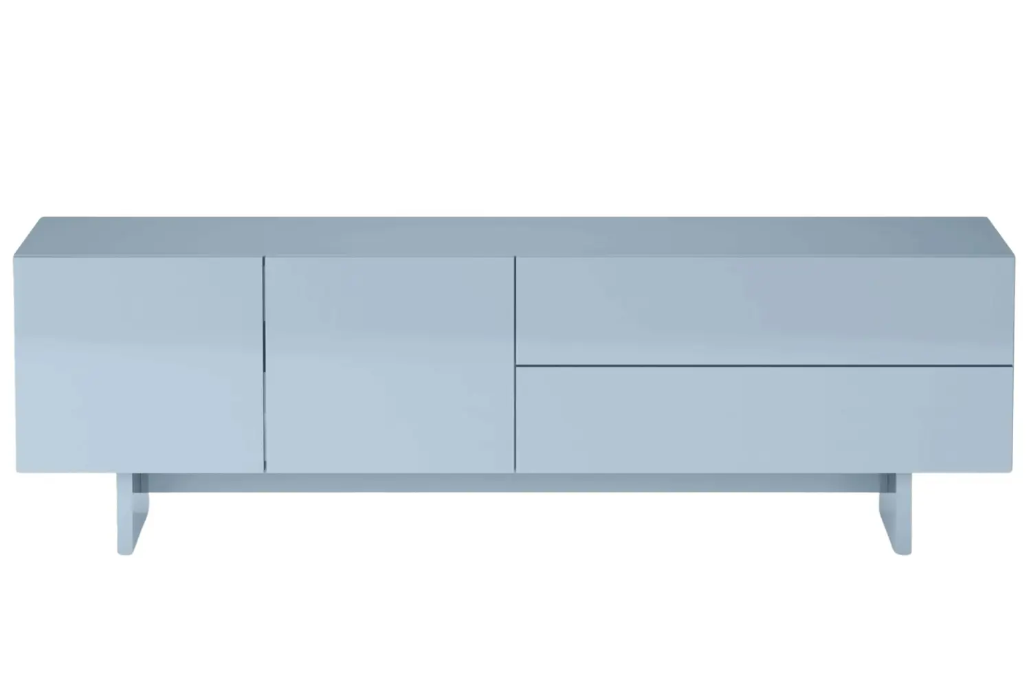 NovaNook Lesklý modrý TV stolek Glam 160 x 38 cm