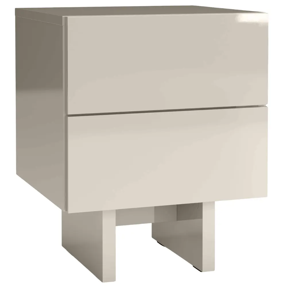 NovaNook Lesklý béžový noční stolek Glam 40 x 38 cm