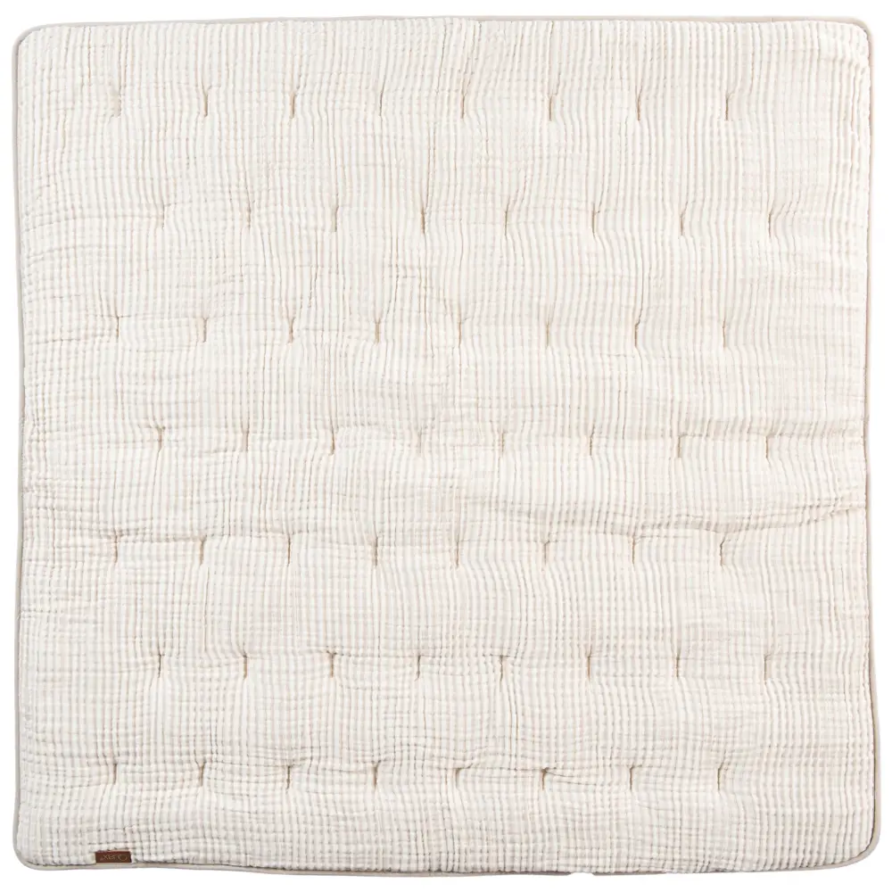 Bílo-béžová mušelínová hrací deka Quax Natural 100 x 100 cm