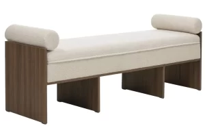 NovaNook Světle béžová bouclé lavice Foppo 150 cm
