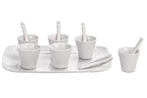 Seletti Sada šesti porcelánových šálků na espresso se lžičkami a podnosem Estetico Quotidiano