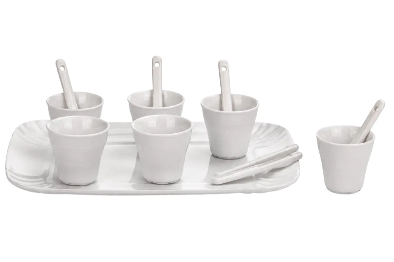 Seletti Sada šesti porcelánových šálků na espresso se lžičkami a podnosem Estetico Quotidiano
