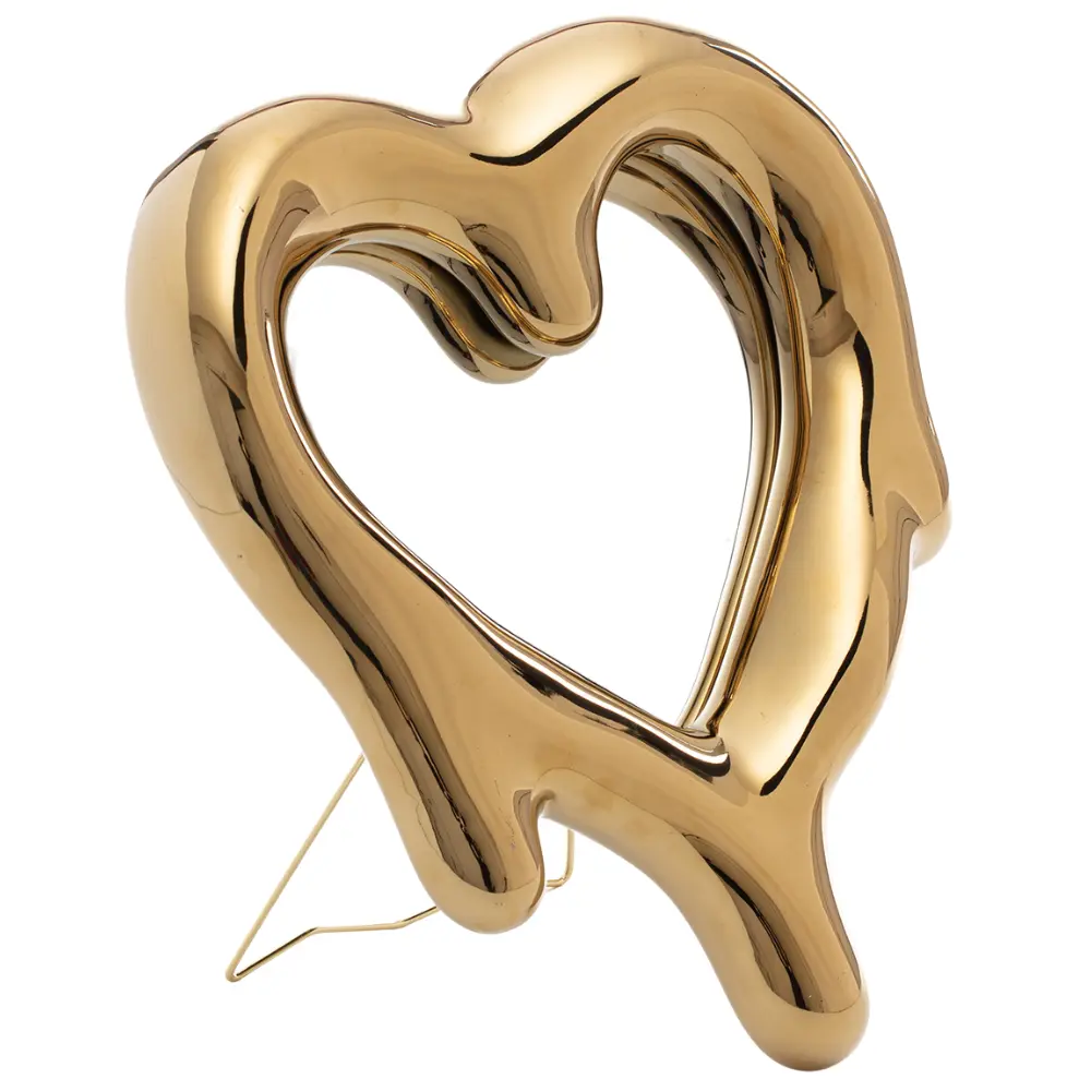 Seletti Zlatý porcelánový fotorámeček Melted Heart 35 x 30 cm