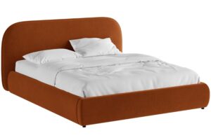 Micadoni Terakotově oranžová sametová dvoulůžková postel Murada 160 x 200 cm