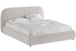 Micadoni Světle šedá sametová dvoulůžková postel Murada 180 x 200 cm