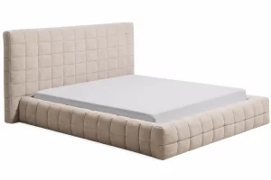 Kave Home Béžová dvoulůžková postel Luiana 180 x 200 cm s odnímatelným potahem