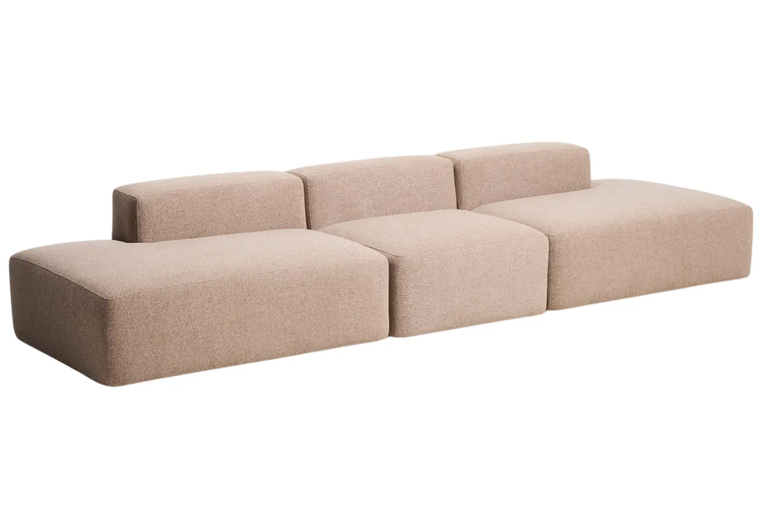 Kave Home Hnědá čtyřmístná pohovka Blok 380 cm