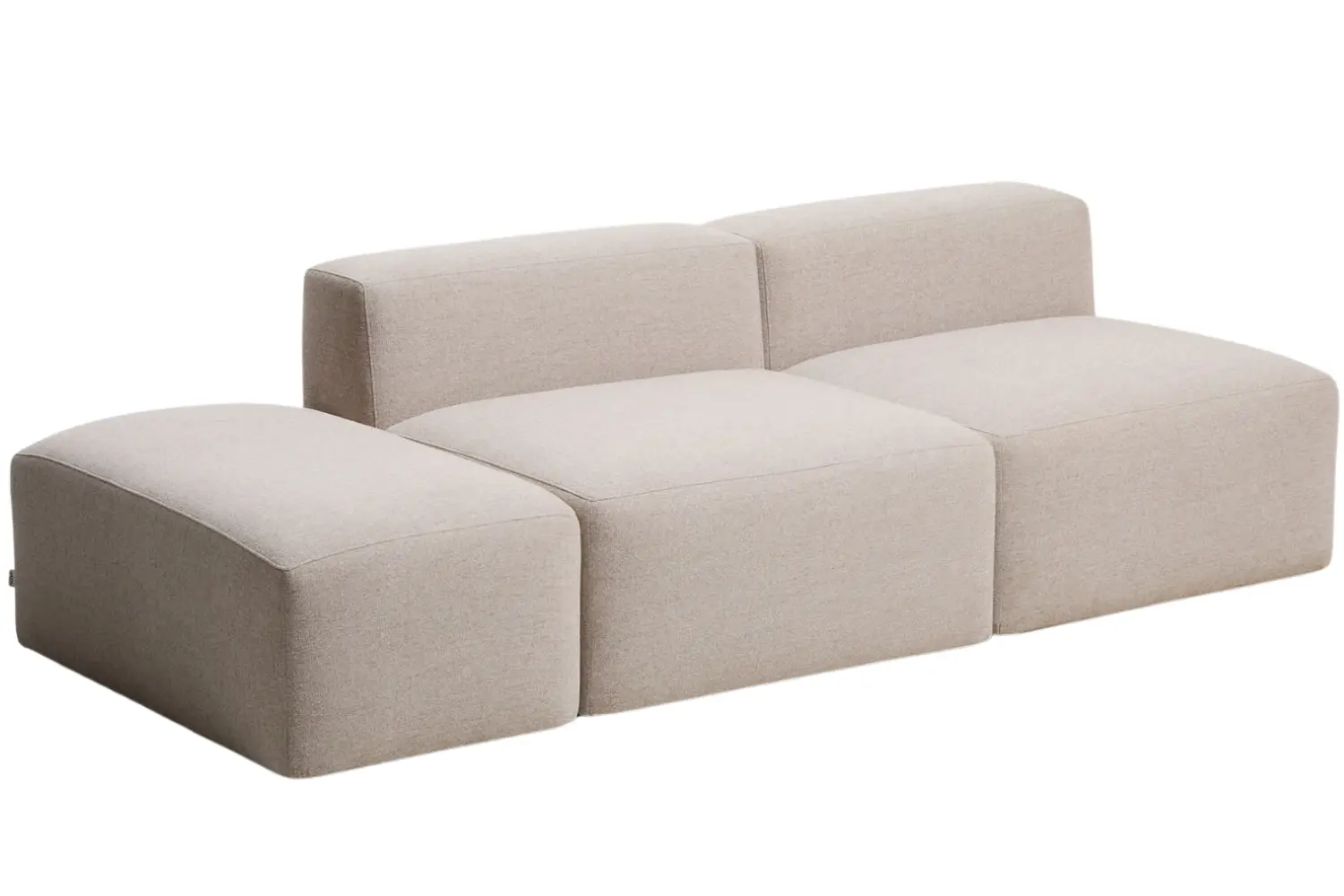Kave Home Béžová trojmístná pohovka Blok 240 cm s pufem