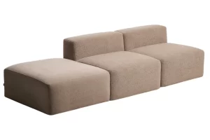 Kave Home Hnědá trojmístná pohovka Blok 270 cm s pufem