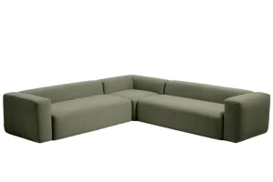 Kave Home Zelená rohová pohovka Blok 320 x 320 cm
