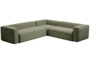 Kave Home Zelená rohová pohovka Blok 320 x 290 cm
