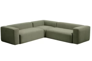 Kave Home Zelená rohová pohovka Blok 290 x 290 cm