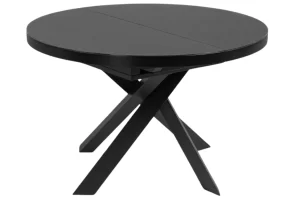 Kave Home Černý skleněný rozkládací jídelní stůl Vashti 120/160 x 120 cm
