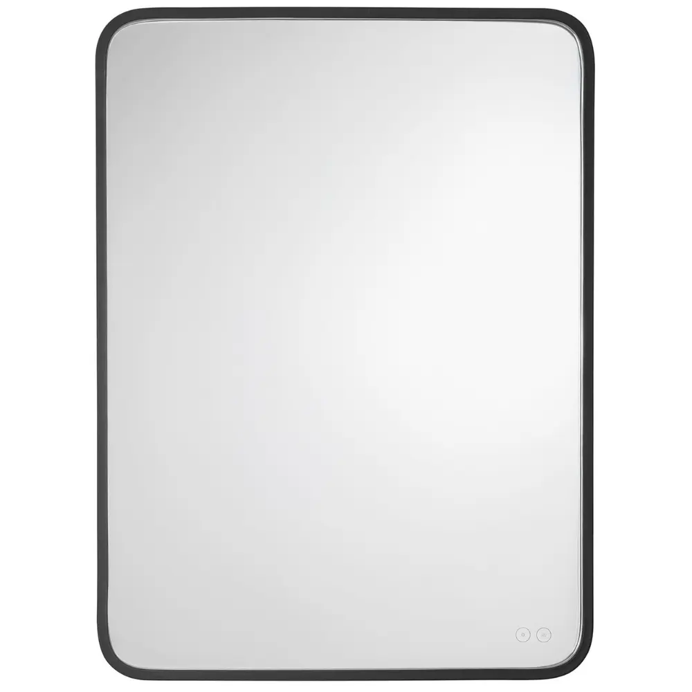 Nova Luce Černé závěsné zrcadlo s LED osvětlením Iria 80 x 60 cm