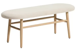 Kave Home Béžová čalouněná dubová lavice Helda 122 cm