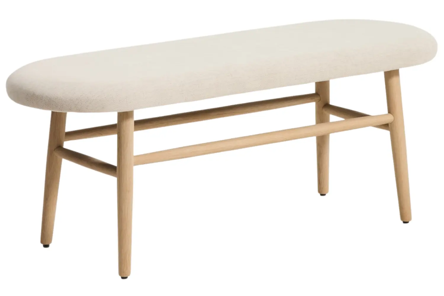 Kave Home Béžová čalouněná dubová lavice Helda 122 cm