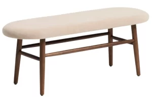 Kave Home Béžová čalouněná ořechová lavice Helda 122 cm