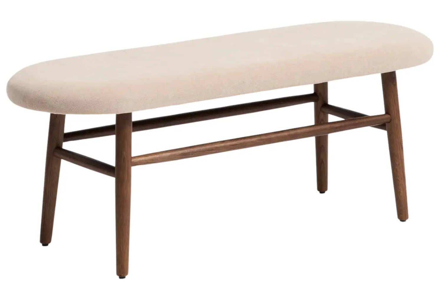 Kave Home Béžová čalouněná ořechová lavice Helda 122 cm