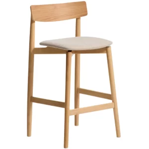 Kave Home Dřevěná barová židle Evera 67 cm s čalouněným sedákem a opěradlem
