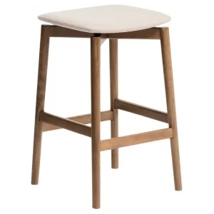 Kave Home Hnědá dřevěná barová židle Evera 67 cm s čalouněným sedákem