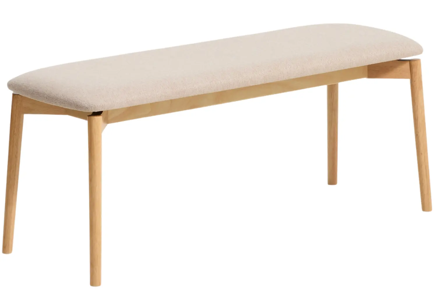 Kave Home Dřevěná lavice Evera 122 cm s čalouněným sedákem