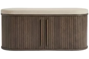 Unique Furniture Tmavá dubová lavice Meta 120 cm s úložným prostorem