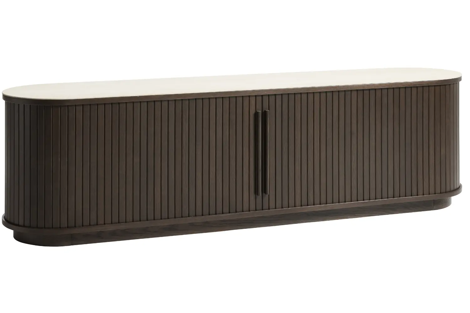 Unique Furniture Tmavý dubový TV stolek Enna 180 x 40 cm s keramickou deskou