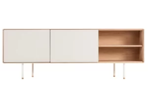 Gazzda Bílá dubová komoda Fina 180 x 45 cm