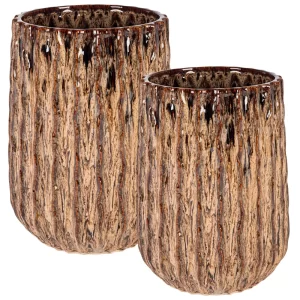 Bizzotto Set dvou bronzových zahradních květináčů Chainat Ø32/46 cm
