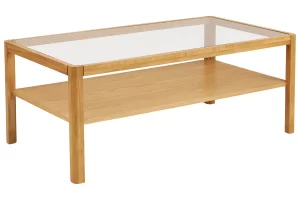 Nordic Living Skleněný dubový konferenční stolek Marina 110 x 60 cm