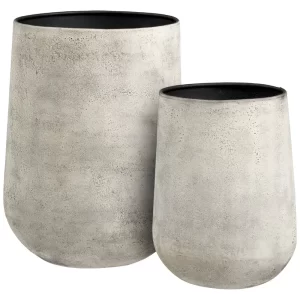Nordic Living Set dvou béžovošedých kovových květináčů Holie ⌀36/30 cm