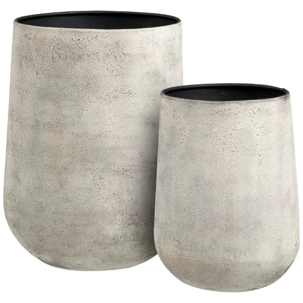 Nordic Living Set dvou béžovošedých kovových květináčů Holie ⌀36/30 cm