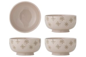 Bloomingville Set čtyř béžových kameninových misek Snowie 584 ml
