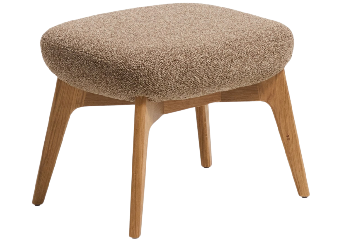 Kave Home Hnědá čalouněná podnožka Adiran 51 x 40 cm s dubovou podnoží